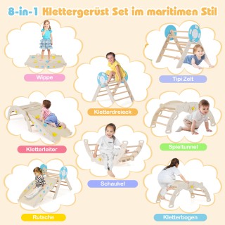 Costway Σετ Αναρρίχησης 3-σε-1 με Τσουλήθρα & Κατασκευαστικό Τόξο &...