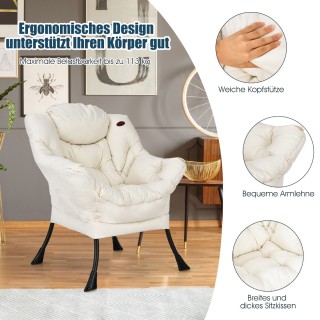 Costway  Άνετη Πολυθρόνα με Μπράτσα & Πλευρική Τσέπη  Μπεζ NP10118BE