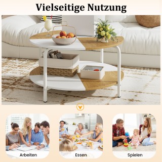 Costway Στρογγυλό Τραπεζάκι Σαλονιού με Χώρο Αποθήκευσης & Μεταλλικ...