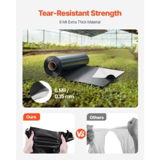 VEVOR Ρολό Πλαστικού 6Mil 10x100 FT Βαρέως Τύπου Μαύρο & Λευκό SLM1...