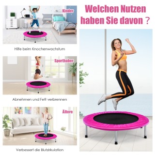 Costway Πτυσσόμενο Τραμπολίνο 97 εκ. για Παιδιά Φορητό Ροζ TW10001PI