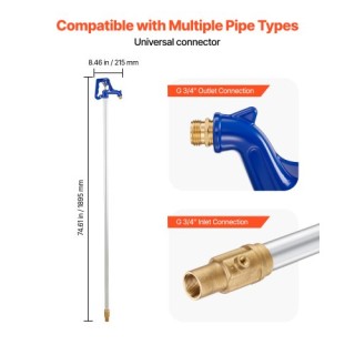 VEVOR Αντιπαγετικός Υδραγωγός Αυλής 1895mm, Βάθος Ταφής 1219.2mm, Σ... VEVOR Αντιπαγετικός Υδραγωγός Αυλής 1895mm, Βάθος Ταφής 1219.2mm, Σ...