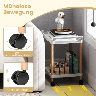 Costway  Τροχήλατος Οργανωτής με Κλειδωμένους Τροχούς & Ξύλινο Πλαί...