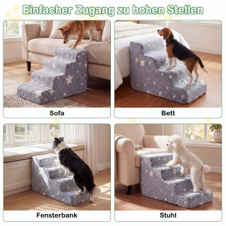 Costway Φωσφορίζουσα αφρώδης σκάλα 4 σκαλιών για σκύλους με πλενόμε...