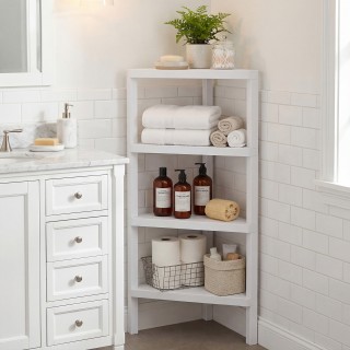 Costway Γωνιακή βιβλιοθήκη 4 επιπέδων με ανοιχτά ράφια, ελεύθερης τ...