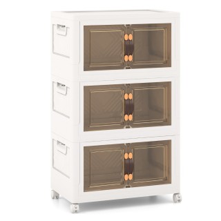 Costway  Μεγάλοι Στοιβαζόμενοι Αποθηκευτικοί Κάδοι με Ρόδες και Μαγ...