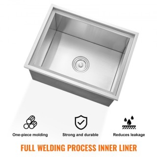 VEVOR Εντοιχιζόμενη Παγοθήκη, 22x17x12 Ανοξείδωτη Ψύκτρα, 40 qt Εξω...