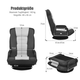 Περιστρεφόμενη Πολυθρόνα Δαπέδου 61 - 87 x 55 x 75 cm Χρώματος Γκρι...