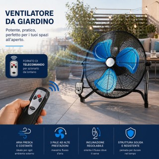 BAKAJI Ανεμιστήρας Δαπέδου με Πτερύγια 51 εκ., Τηλεχειριστήριο, Αθό...