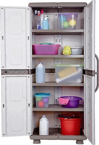 Δίφυλλη Ντουλάπα Ηλέκτρα Πλαστική με 4 Ράφια Γκρί-Ανθρακί 73x44x179... Δίφυλλη Ντουλάπα Ηλέκτρα Πλαστική με 4 Ράφια Γκρί-Ανθρακί 73x44x179...