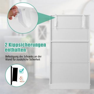 Costway Λευκό Ντουλάπι Μπάνιου με Διάφανες Γυάλινες Πόρτες - 60 x 3...