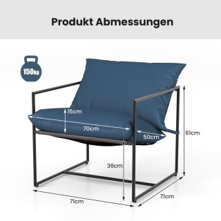 Costway  Σετ 2 Εργονομικών Καρεκλών Sling 71 x 71 x 61cm Μπλε NP113...