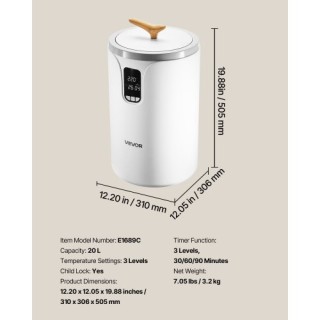 VEVOR Κάδος Θερμαντήρα Πετσετών με Οθόνη LED, Χρονοδιακόπτη & Ρυθμι... VEVOR Κάδος Θερμαντήρα Πετσετών με Οθόνη LED, Χρονοδιακόπτη & Ρυθμι...