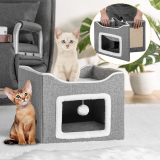 BAKAJI Σπιτάκι για Γάτες με Ορθογώνια Είσοδο Ξύστρα Σπίτι Κατοικίδι...