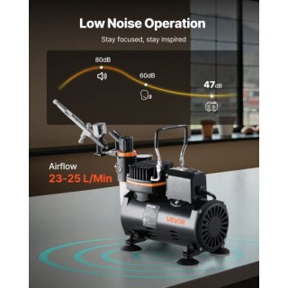 VEVOR Σετ Αερογράφου 1/6 HP Κομπρεσέρ με 1 Αερογράφο, 3 Μύτες και Σ...