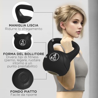 HOMCOM Kettlebell 4kg από Πλαστικό και Άμμο με Επίπεδη Βάση και Λαβ... HOMCOM Kettlebell 4kg από Πλαστικό και Άμμο με Επίπεδη Βάση και Λαβ...