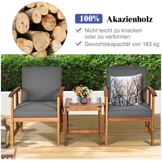 Costway  Σετ Έπιπλα Συνομιλίας από Ακακία: Πολυτελείς Πολυθρόνες με...