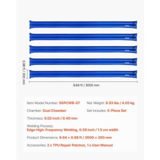 VEVOR Σετ 5 Σάκων Νερού Διπλού Θαλάμου 26 Gauge για Χειμερινή Κάλυψ...