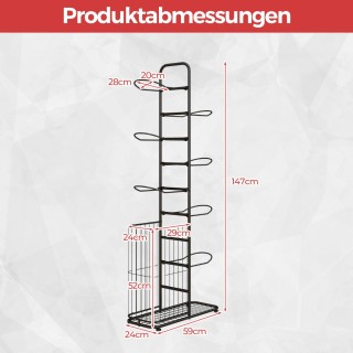 Costway 7-επίπεδη ραφιέρα αποθήκευσης μπαλών με αφαιρούμενες κρεμασ...