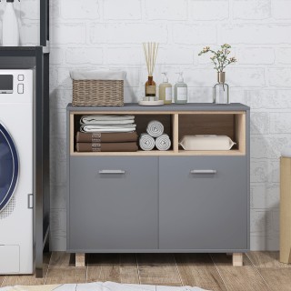 HOMCOM  Μοντέρνο Έπιπλο Μπάνιου με Ανοιχτά Ράφια και Ντουλάπι με 2 ...