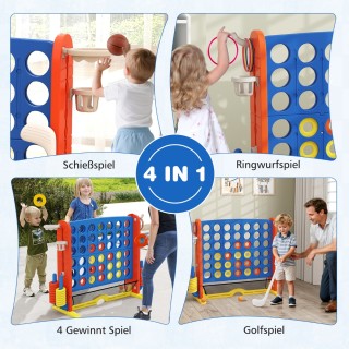 Costway Jumbo 4 στη Σειρά 4 σε 1 με Ρίψη Κρίκων, Μπασκέτα, Γκολφ κα...