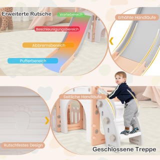 Costway  Παιδική Διασκέδαση 9 σε 1: Ροζ & Γκρι Τσουλήθρα με Μπασκέτ...