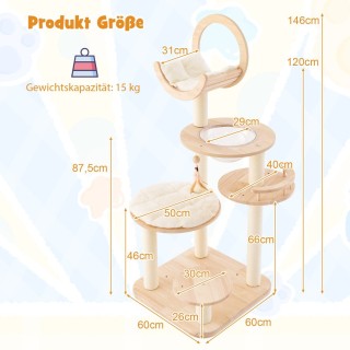 Costway  Πολυλειτουργικό Δέντρο Αναρρίχησης Γάτας με Ρυθμιζόμενο Σχ...