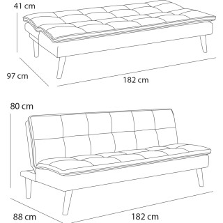 BAKAJI Καναπές Κρεβάτι Ρυθμιζόμενος 3 Θέσεων Εργονομικός σε Μουσταρ...