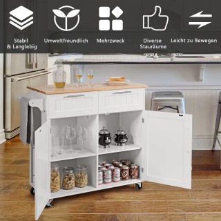 Costway Πολυλειτουργικό Καρότσι Κουζίνας από Καουτσούκ και Πεύκο HW... Costway Πολυλειτουργικό Καρότσι Κουζίνας από Καουτσούκ και Πεύκο HW...