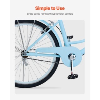 VEVOR Ποδήλατο Cruiser 26 Μπλε με Καλάθι, 1 Ταχύτητα GK26INCH1SBHYB...
