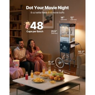 VEVOR Μηχανή Παραγωγής Ποπκόρν με Καρότσι 800W Μαύρο CSBMHJHS8OZWX2...
