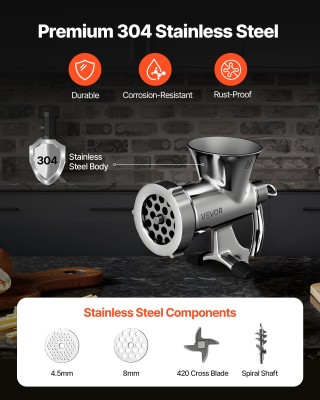 VEVOR Χειροκίνητος Μύλος Κρέατος από Ανοξείδωτο Ατσάλι 304 με Σφιγκ... VEVOR Χειροκίνητος Μύλος Κρέατος από Ανοξείδωτο Ατσάλι 304 με Σφιγκ...