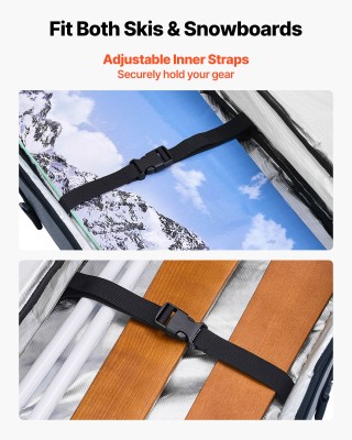 VEVOR Προστατευτική Τσάντα Snowboard 165 cm, Αδιάβροχη με Ενισχυμέν...