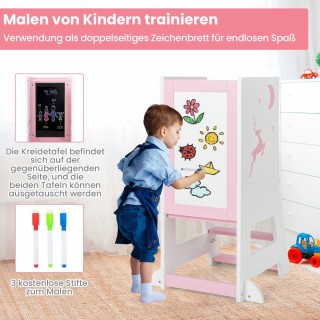 Πολυλειτουργικός Πύργος Εκμάθησης 2 σε 1 Χρώματος Ροζ  COSTWAY HY10...