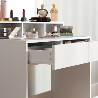 HOMCOM Τραπέζι Μακιγιάζ με Καθρέφτη, 3 Ράφια, 2 Συρτάρια και Σκαμπ... HOMCOM Τραπέζι Μακιγιάζ με Καθρέφτη, 3 Ράφια, 2 Συρτάρια και Σκαμπ...