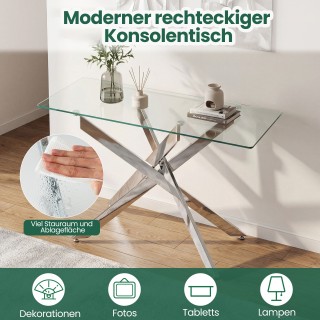 Costway Μοντέρνο Γυάλινο Τραπέζι με Διαφανή Επιφάνεια από Σκληρυμέν...