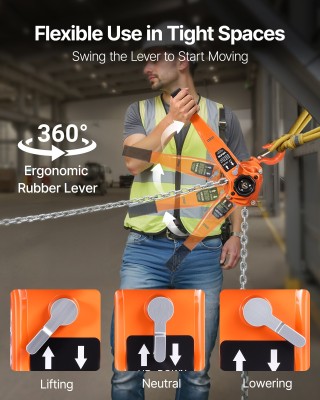 VEVOR Αλυσοειδής Ανυψωτήρας 1,5Τ με Αλυσίδα G80 και Διπλό Φρένο, 3Μ...