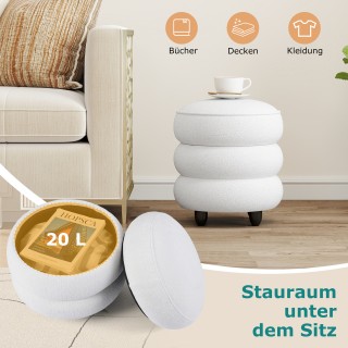 Costway Λευκό Σκαμπό με Αποθηκευτικό Χώρο 40,5 x 44,5 cm από Υλικό ...