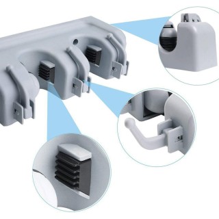 BAKAJI  Κρεμάστρα τοίχου με 5 θέσεις και 6 γάντζους για σκούπες και...