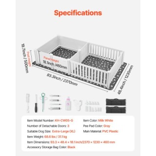 VEVOR Κουτί Γέννας Σκύλου 2 Δωματίων για Πολύ Μεγάλους Σκύλους 93.3...