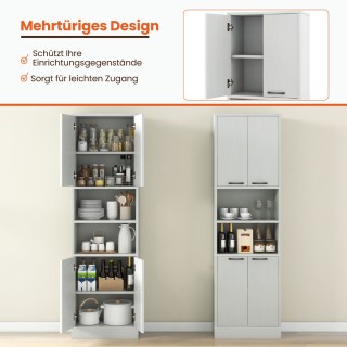 Costway Υψηλό Ντουλάπι Κουζίνας με Πόρτες & Ράφια 56 x 30 x 190 cm ...