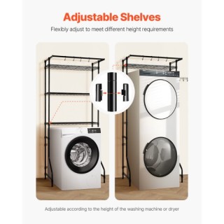 VEVOR Ράφι Αποθήκευσης Πλυντηρίου Μαύρο 3 Επιπέδων LDXYJZJTJKDPT81A...