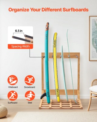 VEVOR 4-Επίπεδη Κάθετη Ξύλινη Ράφι Σερφ, Διαστάσεις: 36 x 24 x 45.1...