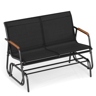 Costway Κούνια-παγκάκι βεράντας 2 ατόμων με κυρτά μπράτσα από ξύλο ...