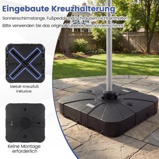 Costway Τετράγωνη Βάση Ομπρέλας 84 εκ. με Ρόδες, Γεμιζόμενη HDPE, 1...