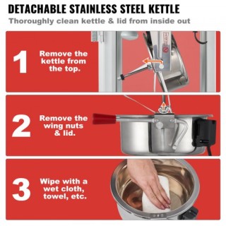 VEVOR  Μηχανή Ποπκόρν με Καρότσι 850W 8 Oz 48 Κούπες Κόκκινη CSBMHJ...