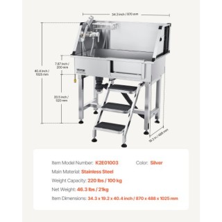 VEVOR Μπανιέρα Καλλωπισμού Σκύλων με Σκάλες και Ντους BXGCWYG34CZJF... VEVOR Μπανιέρα Καλλωπισμού Σκύλων με Σκάλες και Ντους BXGCWYG34CZJF...