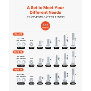 VEVOR 566 Τεμάχια Σετ Βιδών & Παξιμαδιών από Κράμα Χάλυβα για Έπιπλ... VEVOR 566 Τεμάχια Σετ Βιδών & Παξιμαδιών από Κράμα Χάλυβα για Έπιπλ...