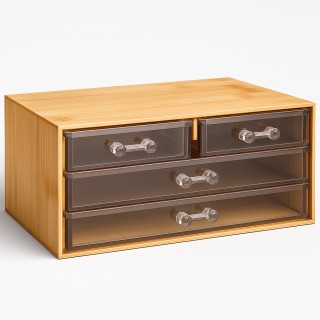 BAKAJI Οργανωτής Καλλυντικών Bamboo με 4 Διαφανή Συρτάρια - 13,8 x ... BAKAJI Οργανωτής Καλλυντικών Bamboo με 4 Διαφανή Συρτάρια - 13,8 x ...