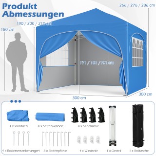 Costway Τέντα Κήπου 3x3m με Αφαιρούμενα Πλαινά και Τσάντα Μεταφοράς... Costway Τέντα Κήπου 3x3m με Αφαιρούμενα Πλαινά και Τσάντα Μεταφοράς...